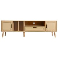 mueble de tv madera y ratan urban meuble 180x40x54 cm - roble