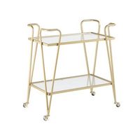 carrito de cocina de metal dorado vidrio 75 x 45 cm ruedas 2 estantes glamour sala de estar noti