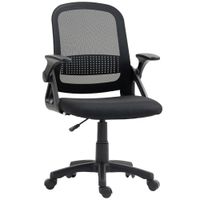 homcom silla de malla transpirable silla giratoria ergonomica con reposabrazos abatibles y soporte lumbar negra