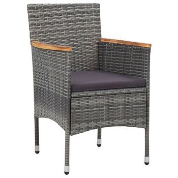 Conjunto De Jardín Vidaxl 2 Sillones+1 Mesa Tapa Vidrio Gris/natural