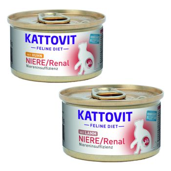 Kattovit Renal 24 x 85 g en latas para gatos - Pack Ahorro - Pack mixto: cordero y pollo