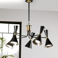 lampara de arana supa negro-oro 5 luces