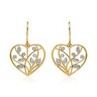pendientes corazon floral oro 14 quilates