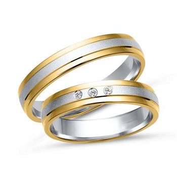 Alianzas 8 quilates oro amarillo-blanco 3 diamantes