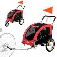 pawhut remolque para bicicleta y cochecito plegable para perros medianos 2 en 1 en acero y tejido oxford 600d rojo   aosom espana