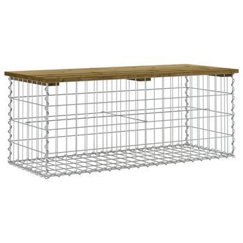 Banco Jardín | Banco De Exterior | Silla De Jardín Diseño Gaviones Madera Pino Impregnada 103x44x42cm