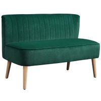 homcom sofa retro 2 plazas con patas de madera 117x565x77 cm verde oscuro   aosom espana
