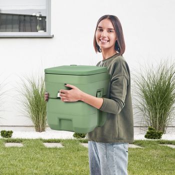 Inodoro De Camping 20l + 12l Inodoro De Camping Portátil Con Depósito De Aguas Residuales Extraíble Inodoro De Viaje Gris Y Verde-verde