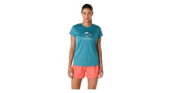 Maillot de manga corta para mujer asics fujitrail logo azul