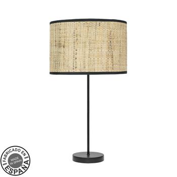 Sobremesa alto moda 1xe27 negro/cañizo oscuro 63x30x30 cm