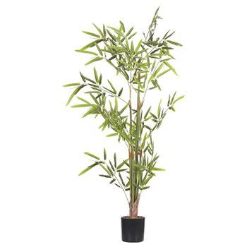 Planta Artificial Bambú En Maceta De Material Sintético Verde Y Negro Accesorio Decorativo De Interior 100 Cm Bambusa Vulgaris