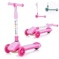 patinete infantil rapido plegable con luces led y hasta 50 kg de chipolino pink
