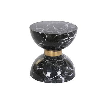 Mesita Auxiliar Hierro 33x33x35 Simil Marmol Negro