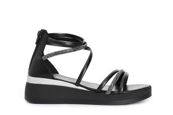 sandalias asimétricas con refuerzo y pedrería black 38