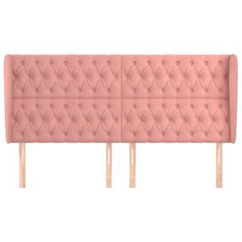 Cabecero Cama Mueble De Dormitorio Con Orejas De Terciopelo 183 X 23 X 118/128 Cm Rosa M02_0004101