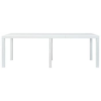 Mesa De Jardín | Mesa De Exterior Aspecto De Ratán Plástico Blanca 220x90x72 Cm