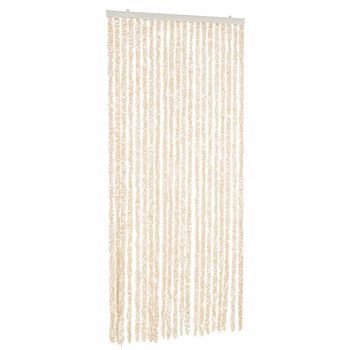 Cortina Antimoscas Chenilla Beige Y Blanco 90x200 Cm
