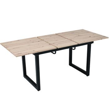 Mesa De Comedor Extensible 140/180x80cm - Estilo Industrial - Estructura De Acero Robusta - Rectangular - Natural