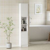 armario de bano de melamina mdf homcom 30x24x170 cm-blanco