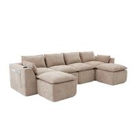 sofa panoramico 4 plazas chenilla urban meuble 322x161x75cm - camel