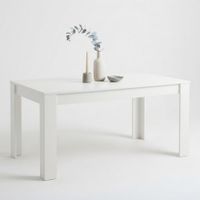 mesa de comedor para 8 personas en efecto de madera blanca 160