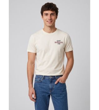 Gant para hombre. 2003459 Camiseta Gráfica blanco crema (M), Casual, Algodón, Manga corta