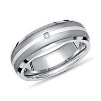 anillo moderno de titanio con incrustaciones de plata y diamantes