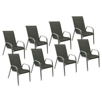 Pack De 8 Sillas Marbella En Textileno Gris Aluminio Gris
