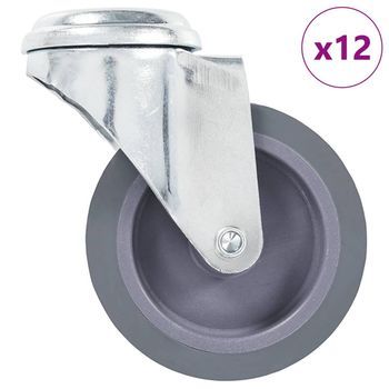 Ruedas Giratorias Con Agujero Pasador 12 Unidades 75 Mm Vidaxl