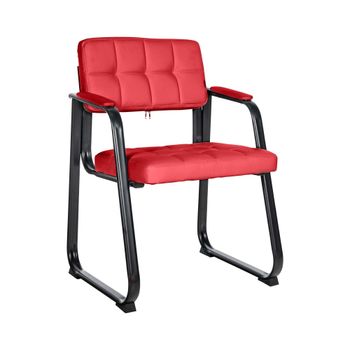 Silla con patas de metal y asiento en Simil cuero Rojo