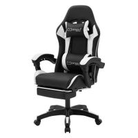 silla gaming ergonomica blanco con reposapies  cojin y reposabrazos