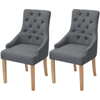 Vidaxl Sillas De Comedor 2 Unidades Tela Gris Oscuro
