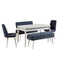 set mesa comedor extensible y sillas 5 piezas vina 1048 4 azul oscuro blanco