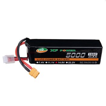Batería LiPo XF POWER 14.8V 5000mAh 100C 4S con enchufe XT60 para dron RC