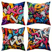 fundas de almohada con estampado de grafiti colorido para decoracion del hogar funda de cojin con patron adecuada para sofa dormitorio funda de almohada para coche