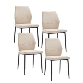 Pack De 4 Sillas Nobles Silla Para Salón Comedor Con Patas Metálicas Y Tapizada En Tela En Color Beige
