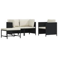 set de sofas de jardin 4 pzas y cojines ratan sintetico negro vidaxl