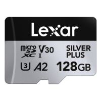 microsdxc lexar professional silver plus 128gb uhs-i 205 mbs v30 a2 negro plata