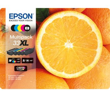 EPSON No. 33 Oranges XL 5-Colour Ink Cartridges - Multipack, Black