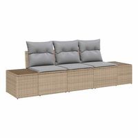 juego de sofa con cojin 3 piezas  mueble de jardin beige ratan sintetico
