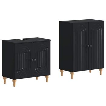 Juego De Gabinete De Baño De 2 Piezas Alkmaar Negro Vidaxl