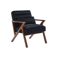 sillon escandinavo de madera de hevea y terciopelo negro