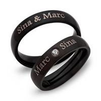 alianzas de boda de acero inoxidable negro con grabado laser