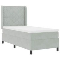 cama con box spring led y colchon manual gris claro 90 x 200 cm