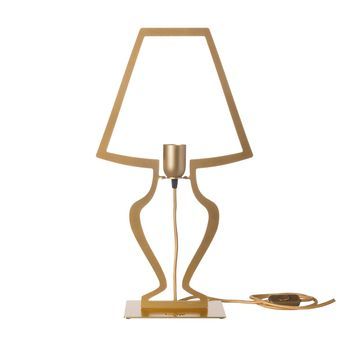 Lámpara De Mesa Silhouette Grande 30x54 Cm En Hierro Estilizado Diseño Moderno De Ensueño Conexión E27 Made In Italy Oro