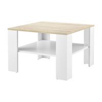 mesa de centro aachen con estante inferior aglomerado 60 x 60 x 40 cm - blanco y roble encasa