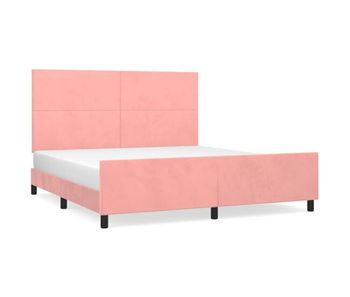 Estructura de cama con cabecero de terciopelo rosa 160x200 cm diseño plano