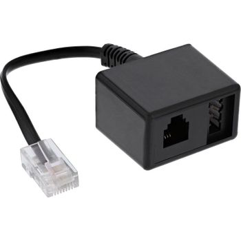 Cable InLine RJ-45 a TAE (N) + RJ-11 0,15 m Negro