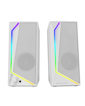 ALTAVOCES 2.0 MARS GAMING MS72W WHITE 15W JACK 3.5mm ILUMINACION RGB CONTROL DE VOLUMEN ENTRADA JACK