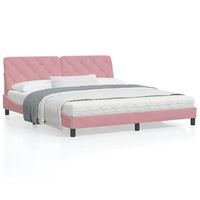cama matrimonial  cama para adultos  estructura de cama con cabecero de terciopelo rosa 180x200 cm cfw17088